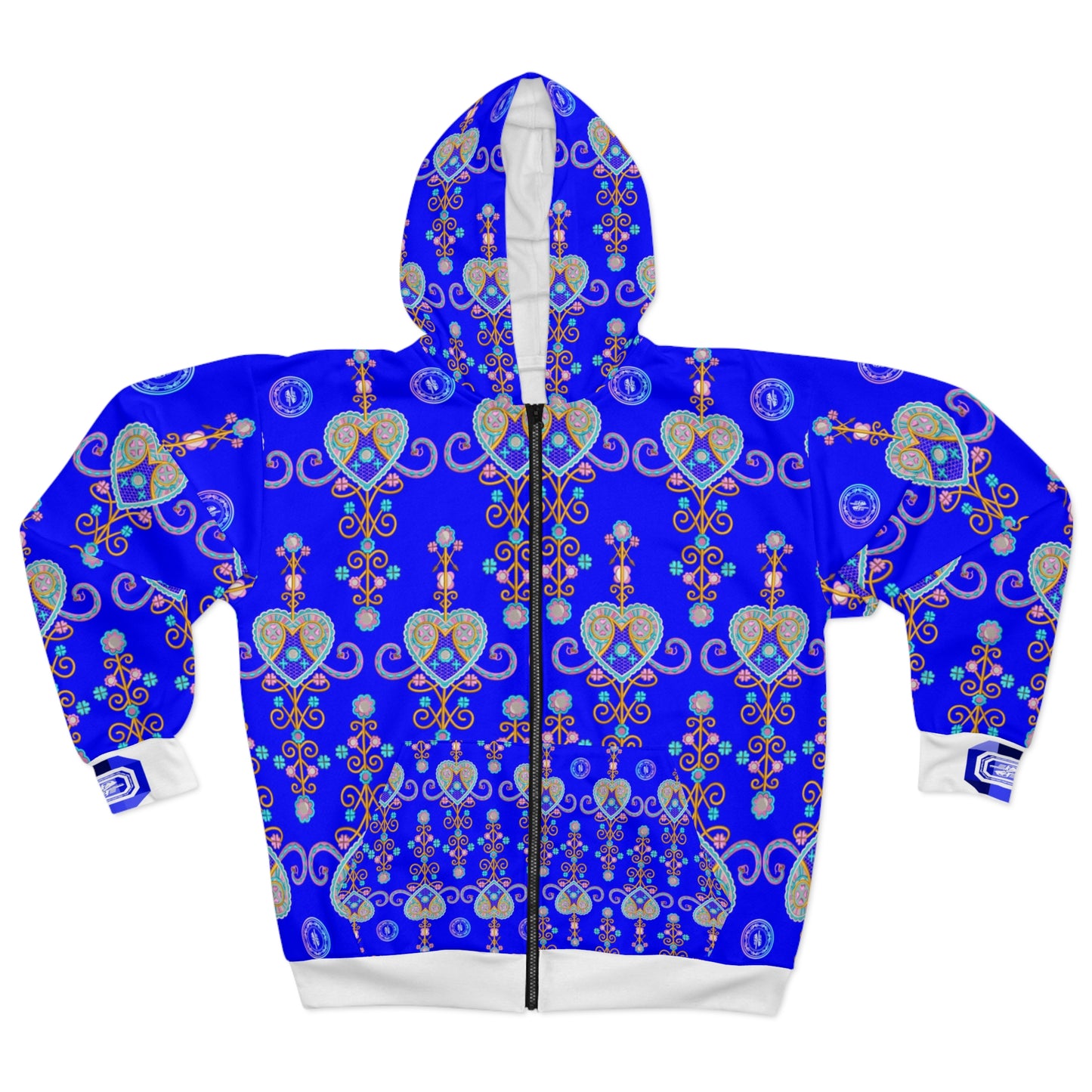 Vibrant Floral Heart Unisex Zip Hoodie - Cozy Artistry for Everyday Style