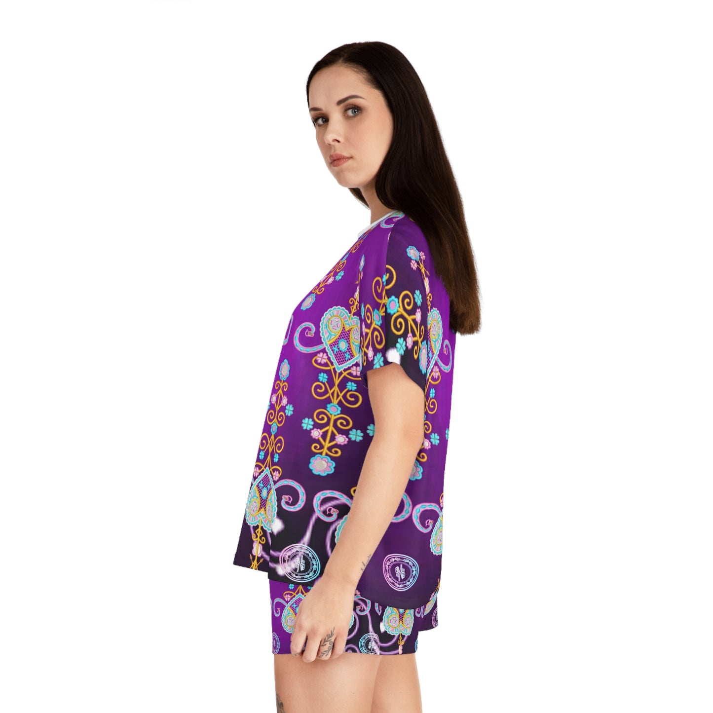Zoezz Vibrant Love Heart Women's Short Pajama Set