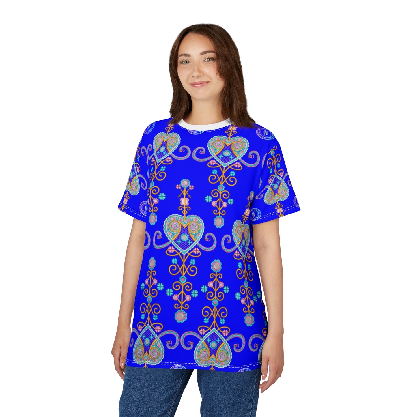 Zoezz Vibrant Hearts Unisex Cut & Sew Tee - Perfect for Celebrations and Everyday Style