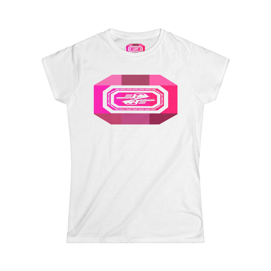 Women's Softstyle Tee with Pink Geometric Design - Perfect for Casual Wear