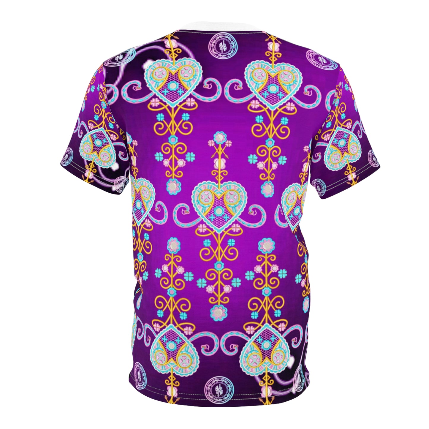Colorful Heart Pattern Unisex Cut & Sew Tee - Perfect for Festivals & Celebrations